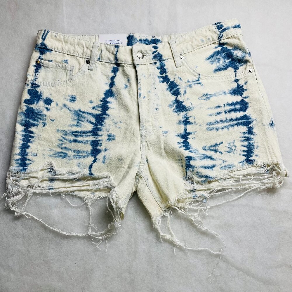 New &Denim Womens Loose Fit 90's Low Waist Tie Dye Mid Rise Boyfriend Shorts 10